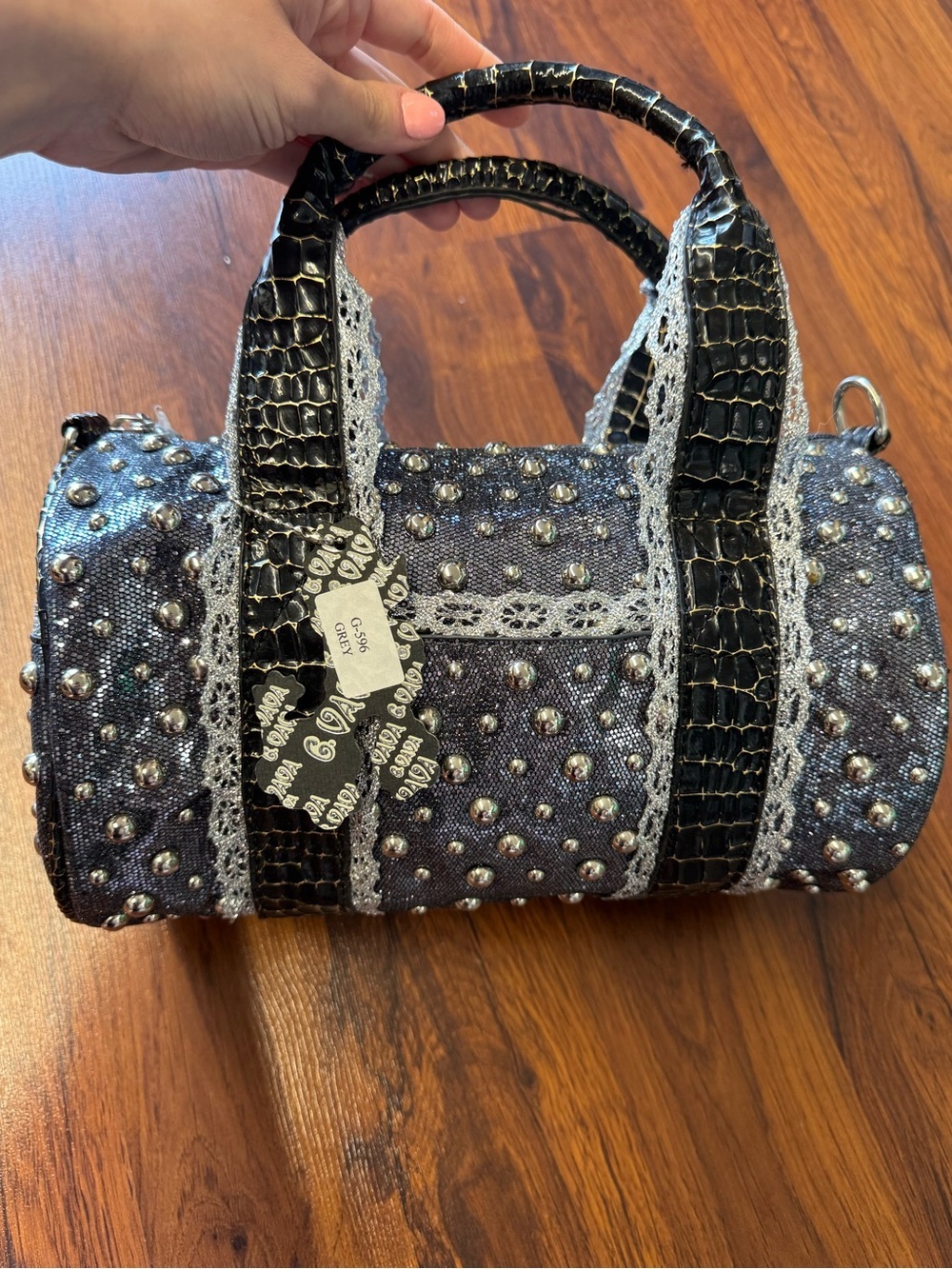 Y2K Mini Bag Studded Rhinestone Croc Trim